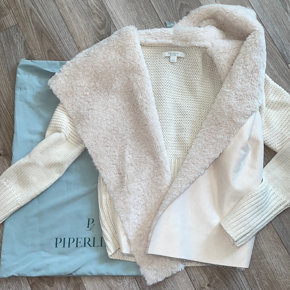 Sherpa /shearling faux cardigan